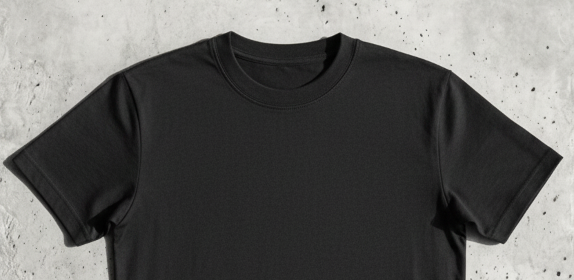 Vista flat lay de la polera Essential Blank negra - Kanso
