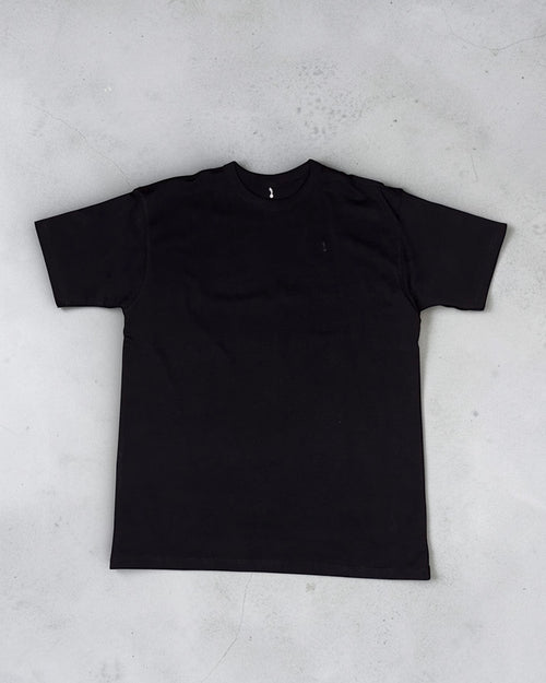 Polera Signature Line negra de algodón 280g, vista frontal - Kanso